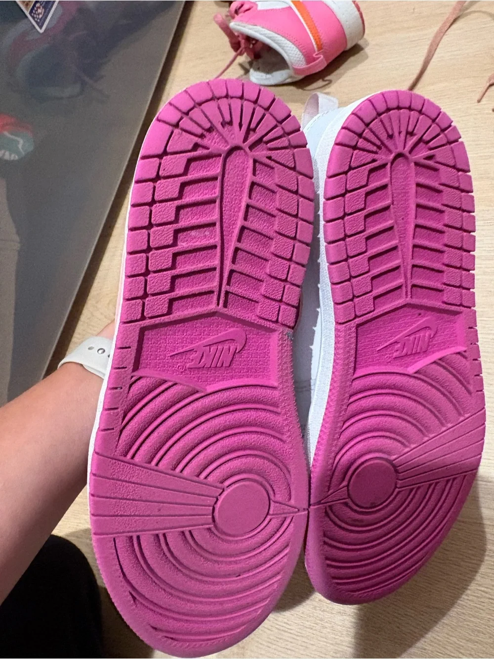 Nike Kids White and Hot Pink High-Top Sneakers